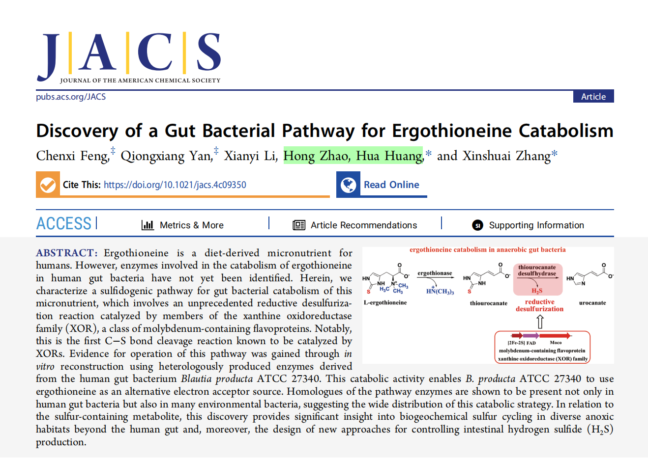 JACS丨酶成品合作研究成果在顶级学术期刊发表